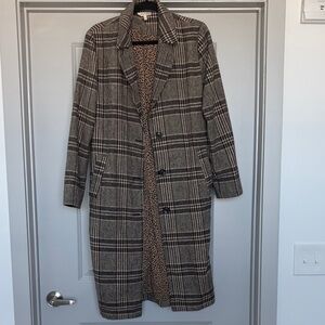 Mystree Black and Tan Plaid Trench Coat